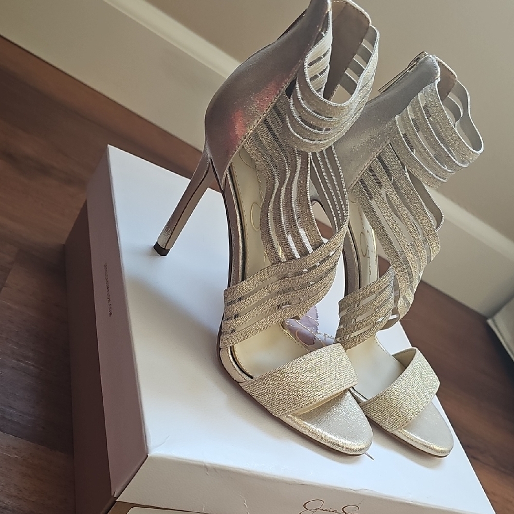 Elegant Gold Strappy Heels